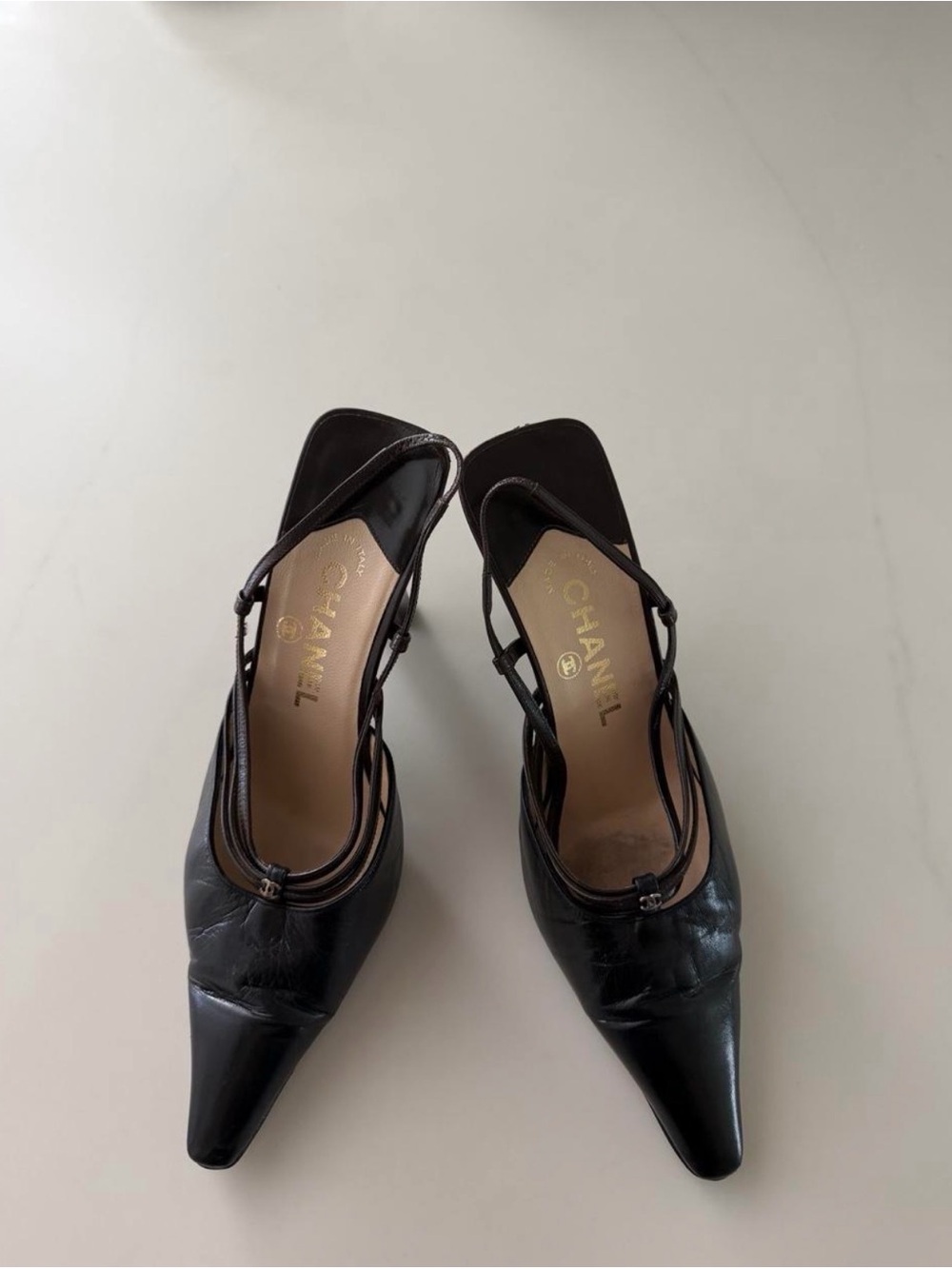 Chanel Brown Leather Slingbacks
